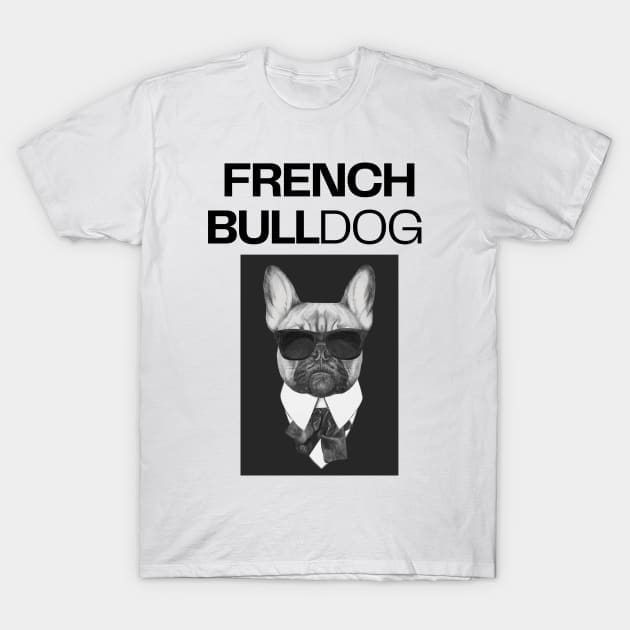 Cool French Bulldog with Sunglasses T-Shirt by Maful